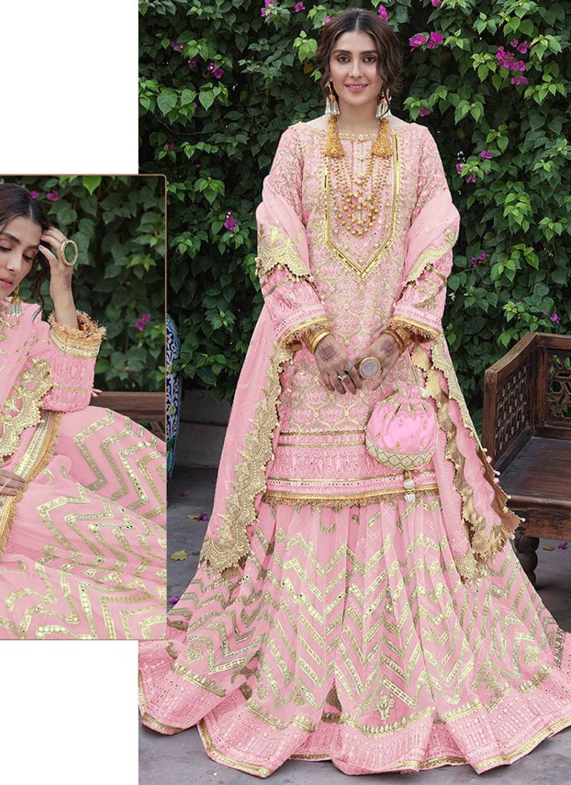 Light Pink Colour New Designer Wedding Wear Georgette Heavy Embroidery Bridal Pakistani Salwar Suit R-496 B